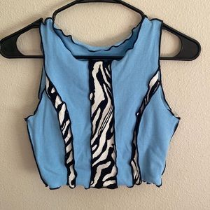 Blue crop top with zebra print